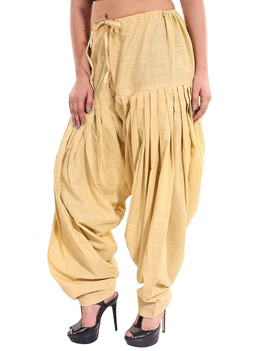 Trendzmy Cotton Solid Patiala Beige Salwar Default Title