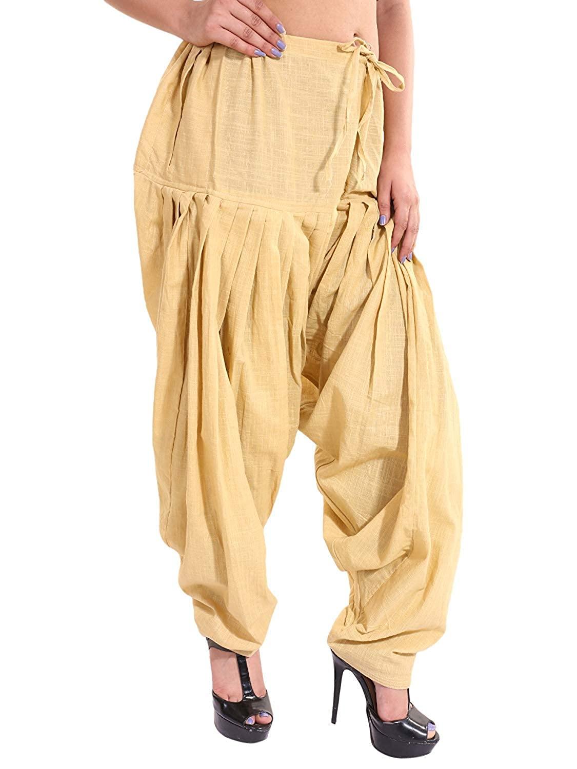 Trendzmy Pure Cotton Solid Women Beige White Salwar Pack of 2