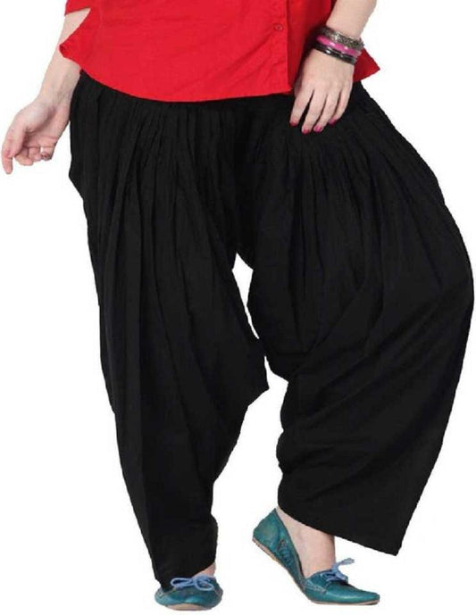 Trendzmy Cotton Solid Patiala Black Salwar Default Title