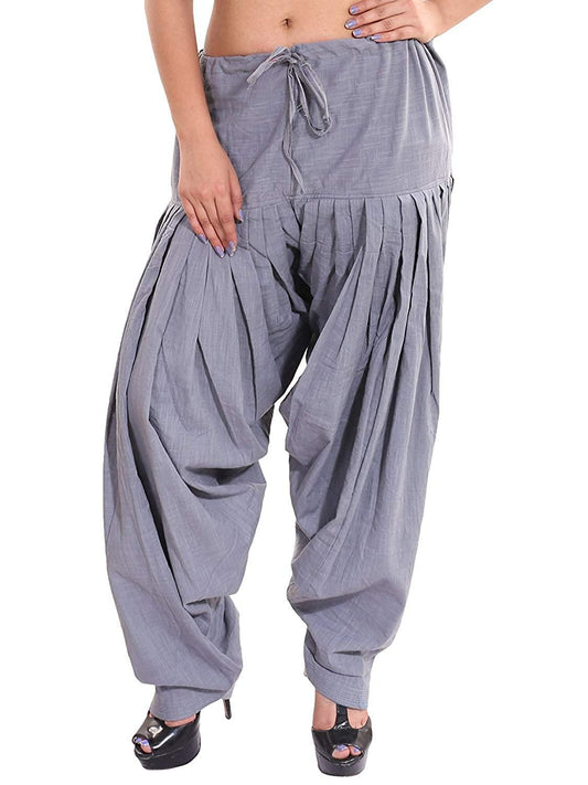 Trendzmy Cotton Solid Patiala Grey Salwar Default Title