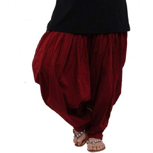 Trendzmy Cotton Solid Patiala Maroon Salwar Default Title