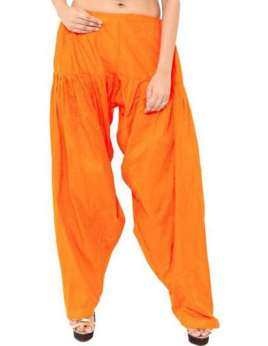 Trendzmy Cotton Solid Patiala Orange Salwar Default Title