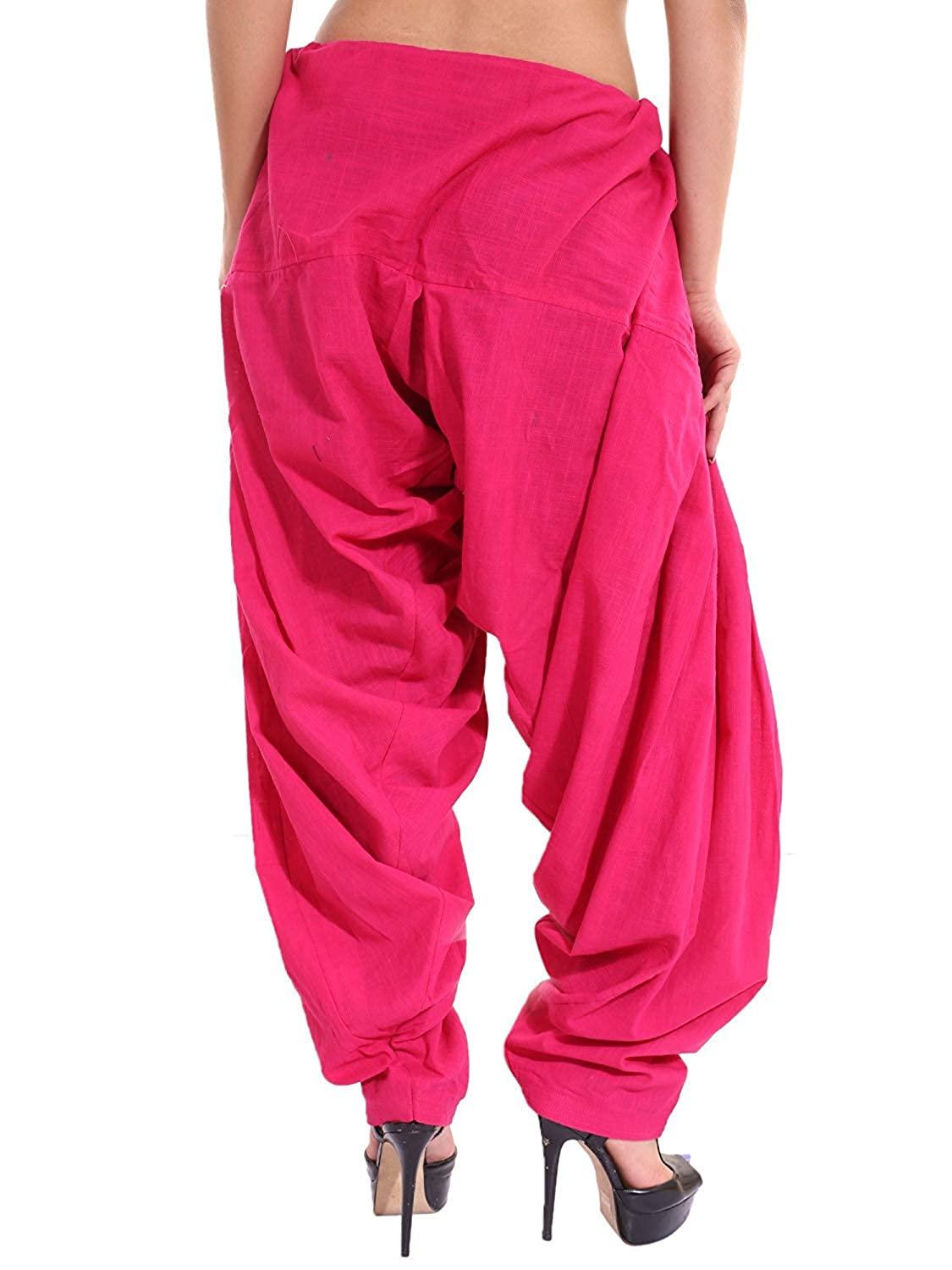 Trendzmy Pure Cotton Solid Women Orange Rani Pink Salwar Pack of 2