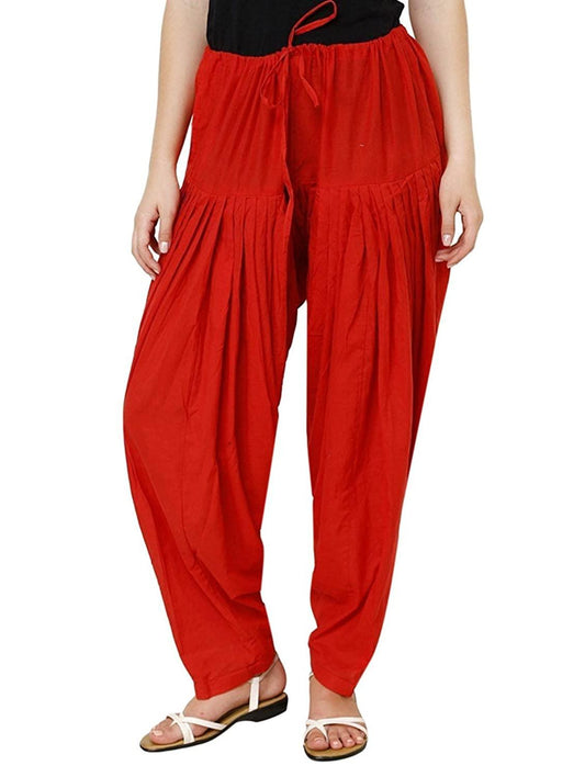 Trendzmy Cotton Solid Patiala Red Salwar Default Title