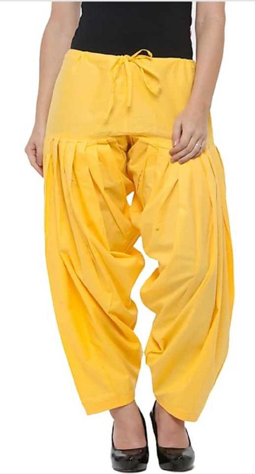 Cotton Solid Patiala Yellow Salwar Default Title