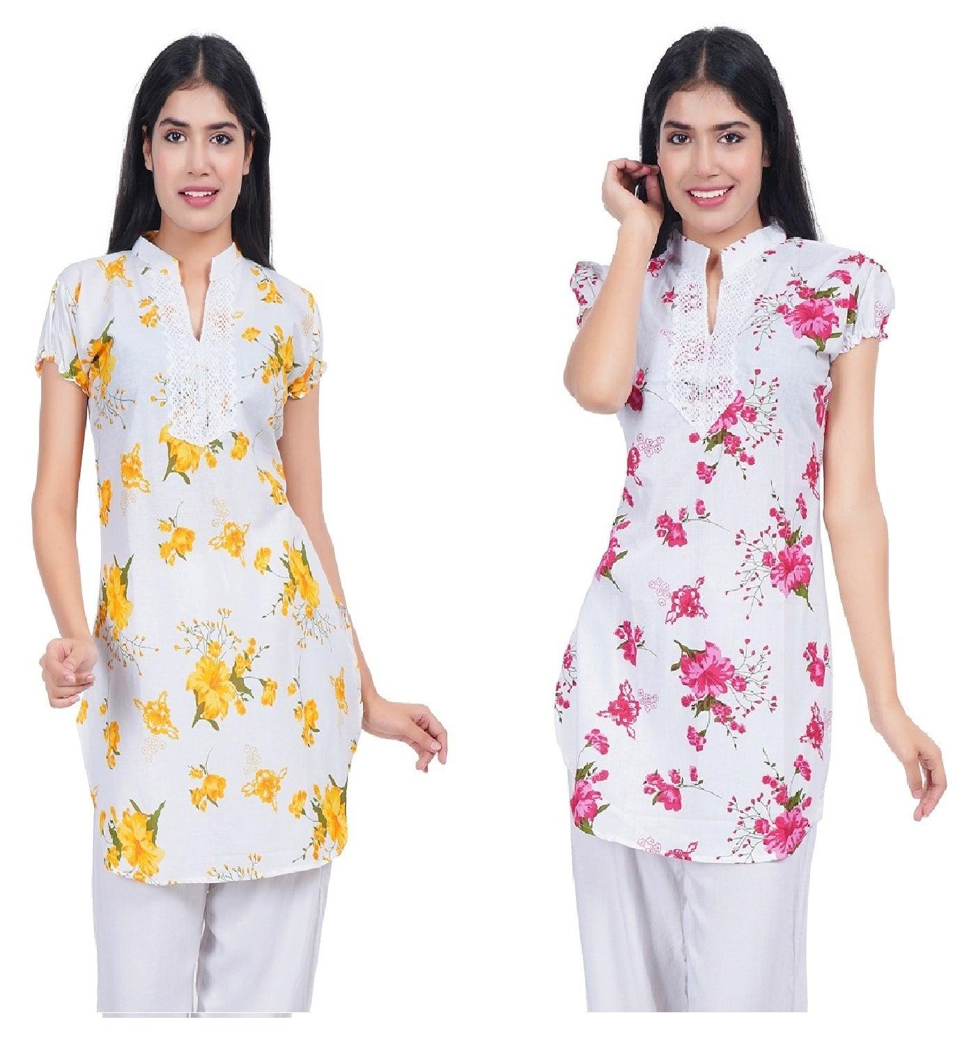 Women Yellow Red Printed Straight Kurta Pack Of 2 XXXL