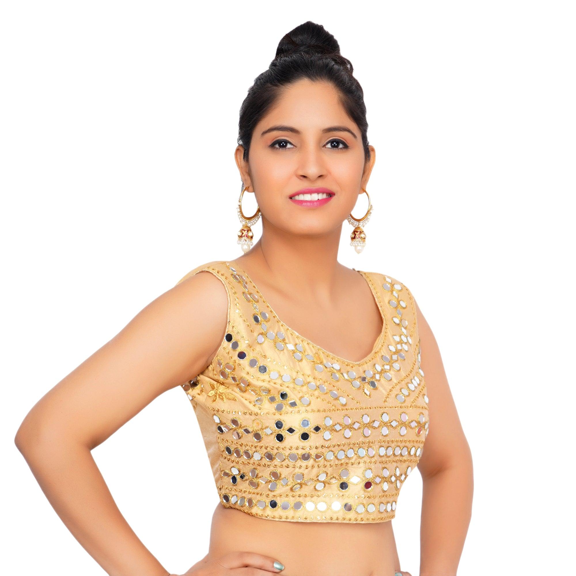Sweatheart Neck Mirror Beige Women Blouse