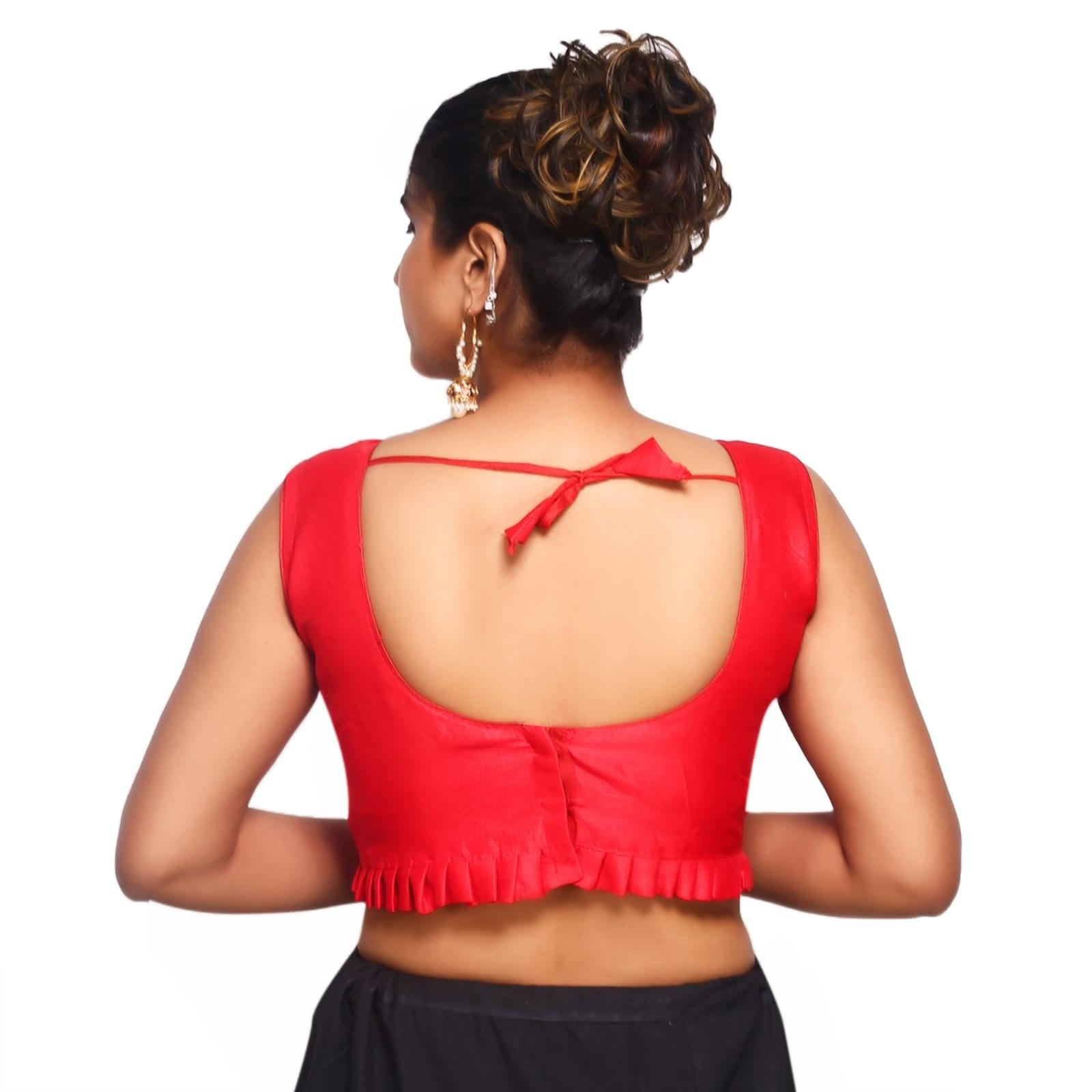 Boat Neck Red Solid Women Blouse