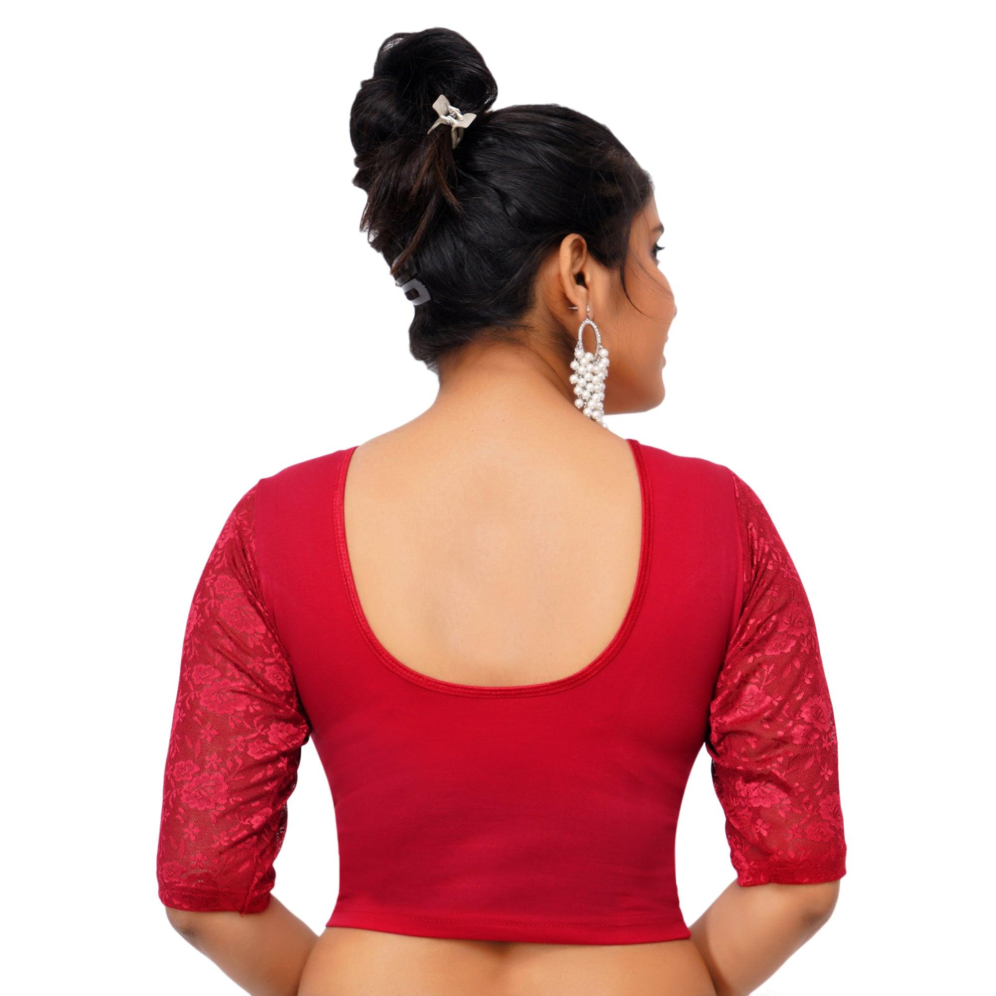 Cotton Lycra Maroon Women Blouse