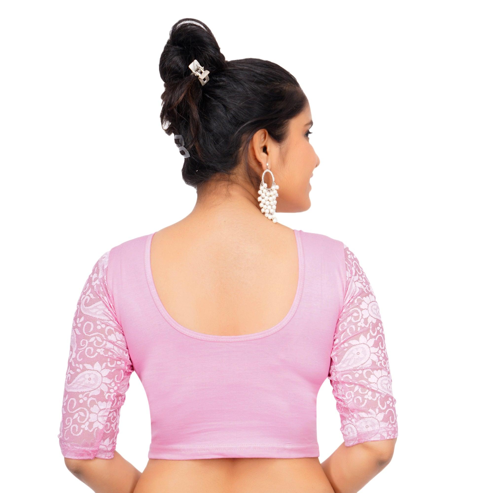 Cotton Lycra Baby Pink Women Blouse