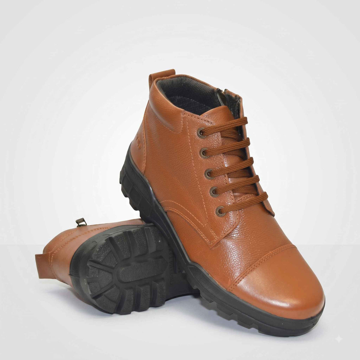 Men's TSF Police Uniform Boot Genuine Leather Brown Brown