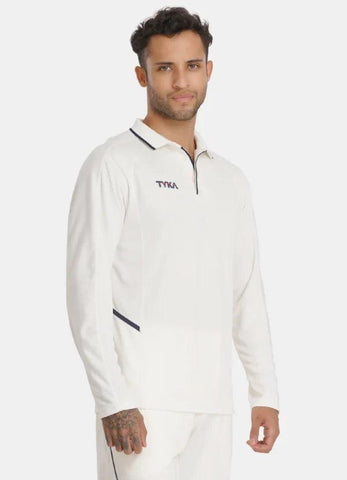 TYKA Align Full-Sleeve Cricket Top – Premium Off-White Match Jersey