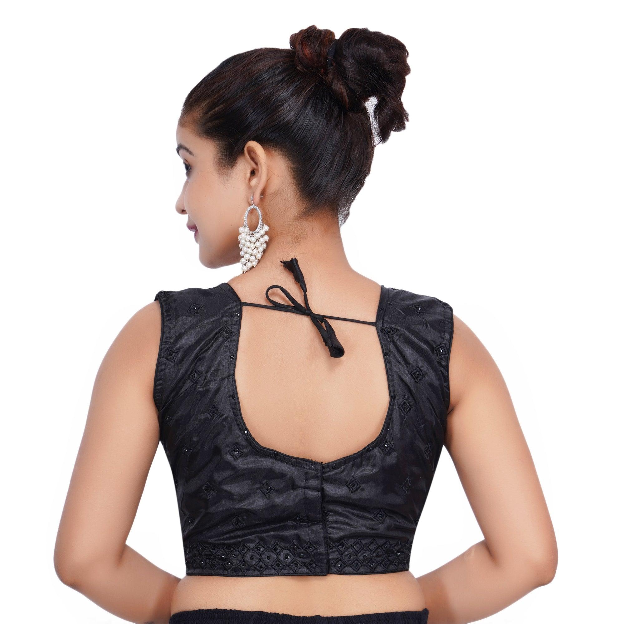 Round Neck AB Lahar Black Women Blouse