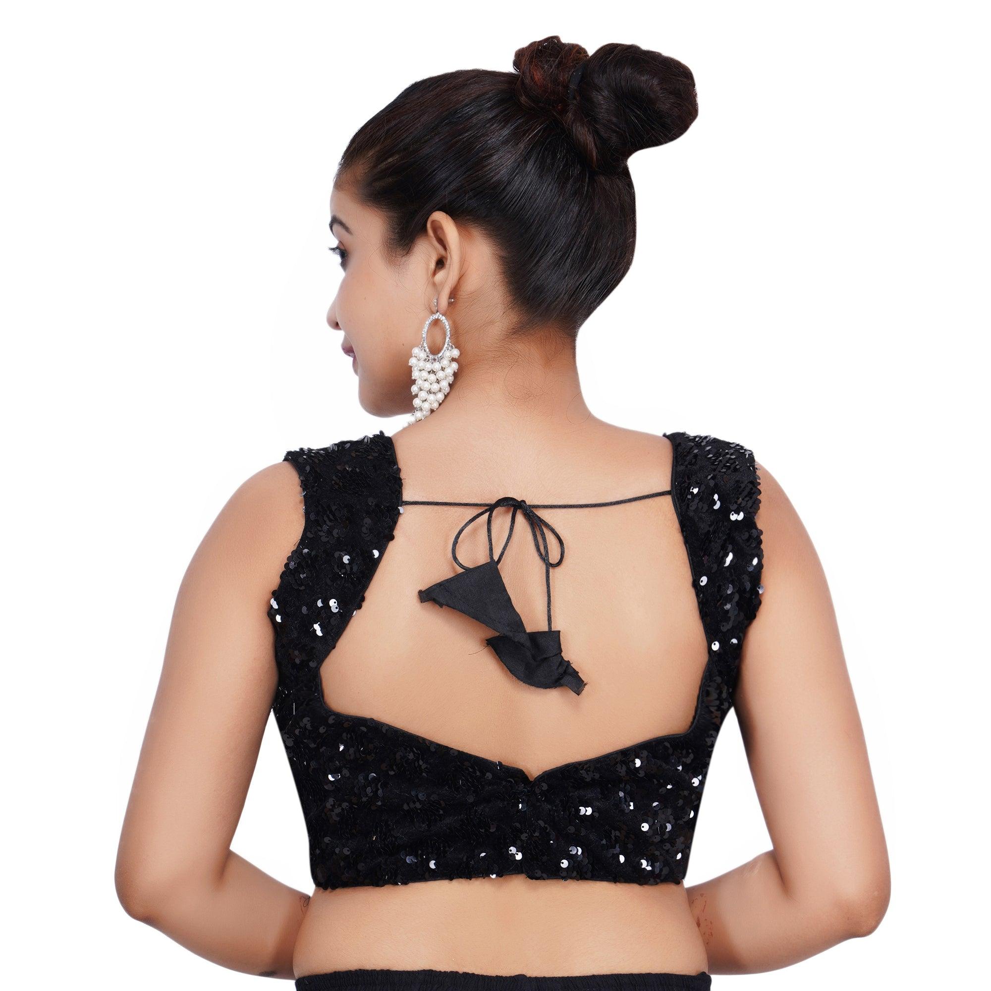 Sweetheart Neck Dilber Barfi Black Women Blouse