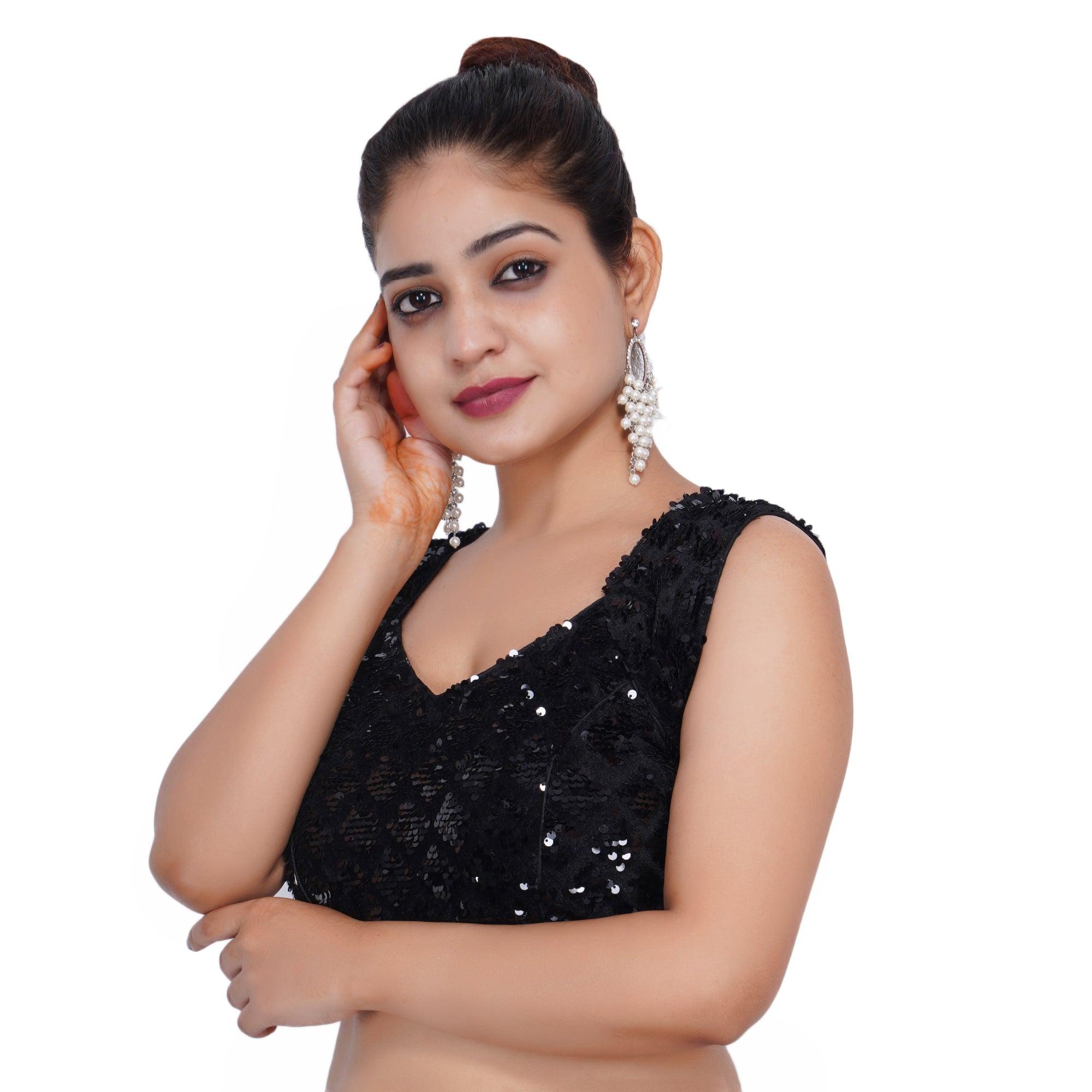 Sweetheart Neck Dilber Barfi Black Women Blouse