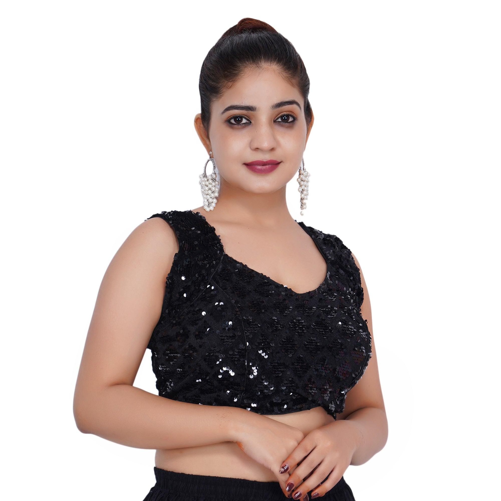 Sweetheart Neck Dilber Barfi Black Women Blouse
