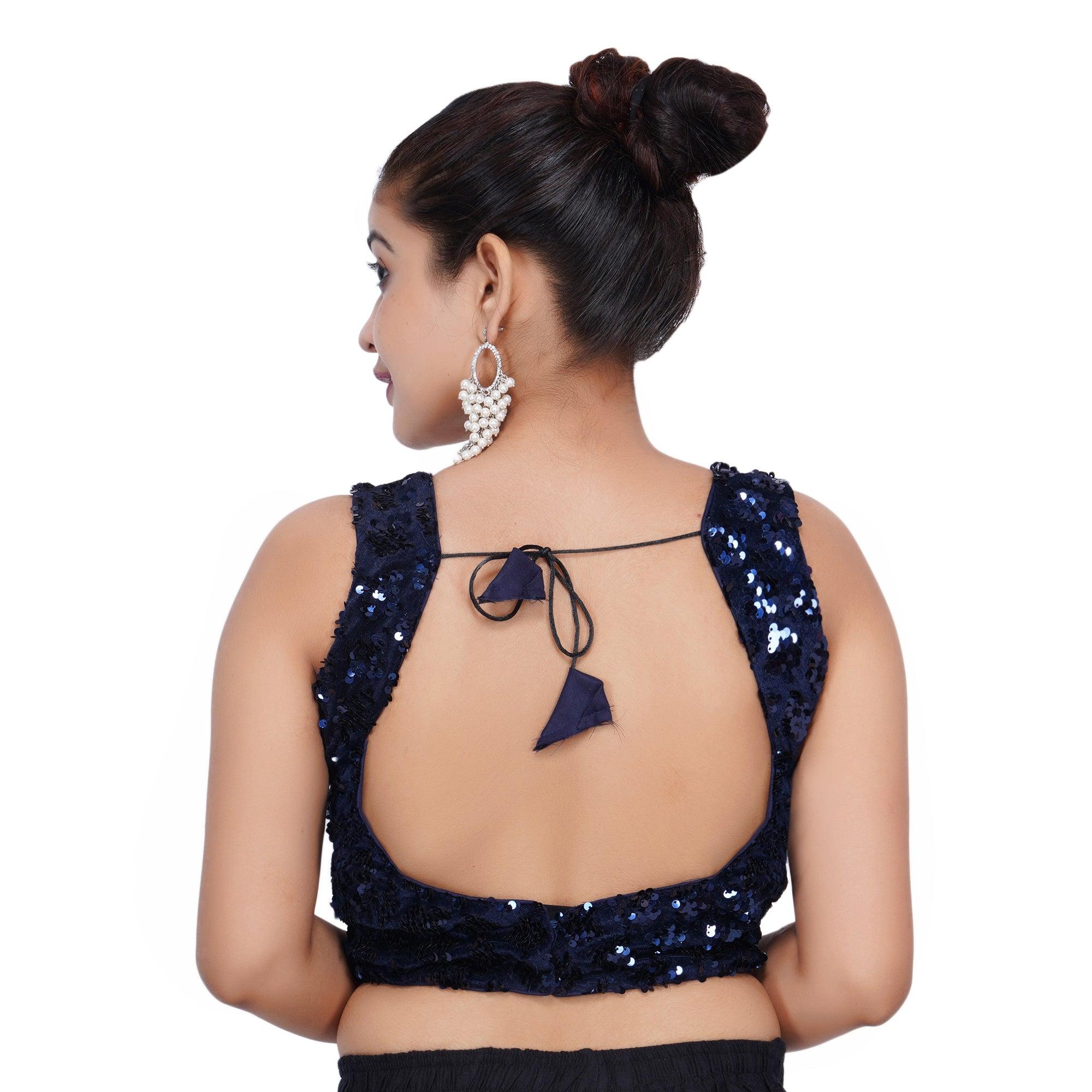 Sweetheart Neck Dilber Barfi Blue Women Blouse