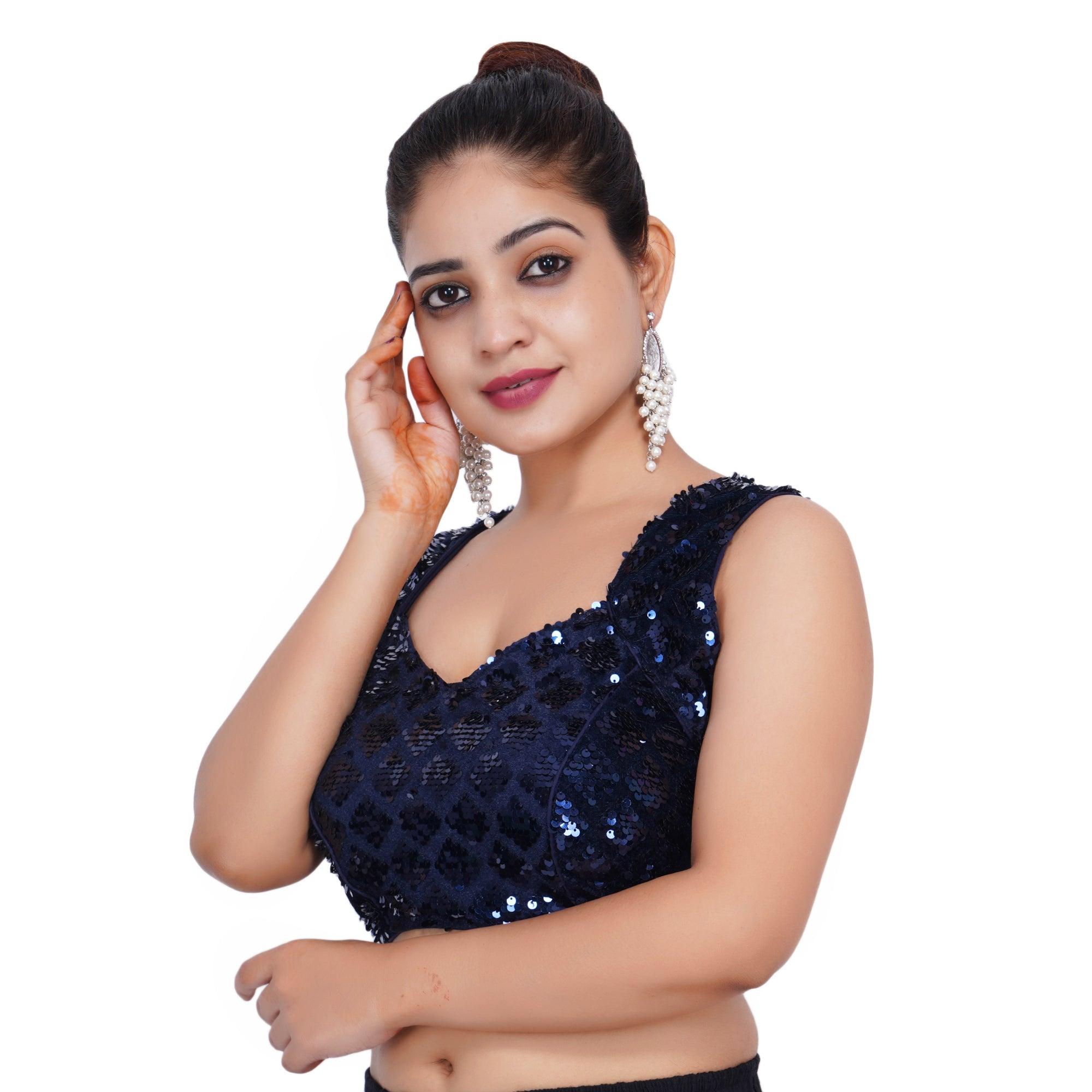 Sweetheart Neck Dilber Barfi Blue Women Blouse