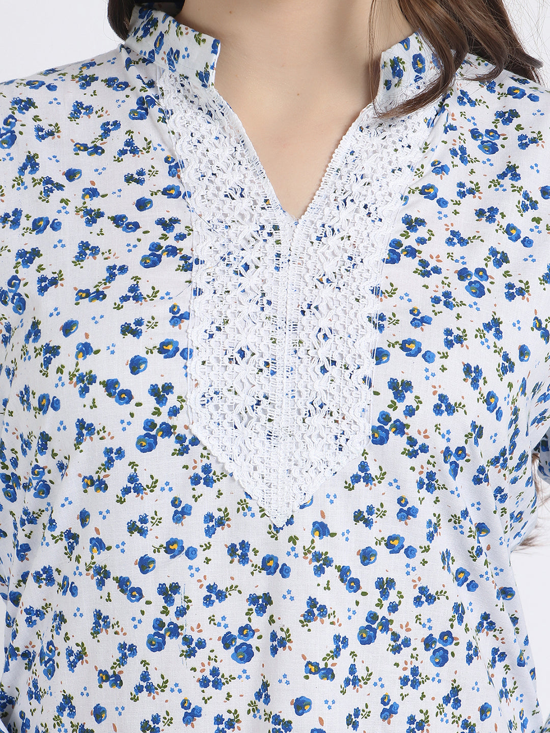 Women Printed Top Blue Kurta and Salwar Set Pure Cotton