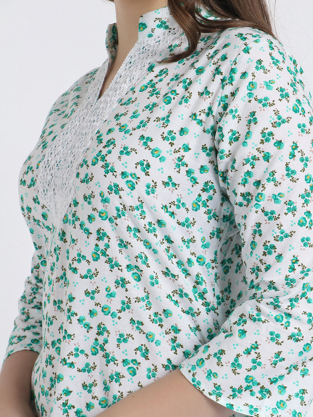 Women Printed Top Green Kurta and Salwar Set Pure Cotton