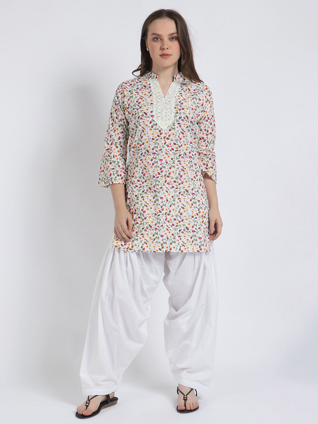 Women Printed Top Multi Kurta and Salwar Set Pure Cotton XXXL