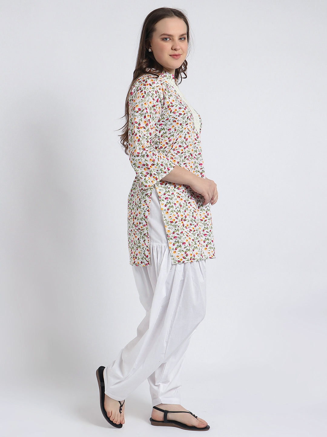 Women Printed Top Multi Kurta and Salwar Set Pure Cotton