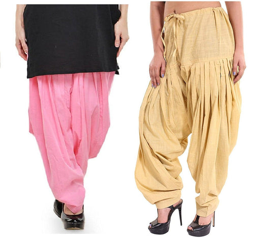 Trendzmy Pure Cotton Solid Women Baby Pink Beige Salwar Pack of 2 Default Title