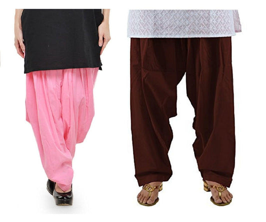 Trendzmy Pure Cotton Solid Women Baby Pink Coffee Salwar Pack of 2 Default Title