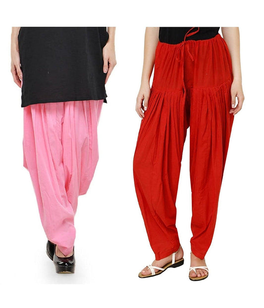 Trendzmy Pure Cotton Solid Women Baby Pink Red Salwar Pack of 2 Default Title