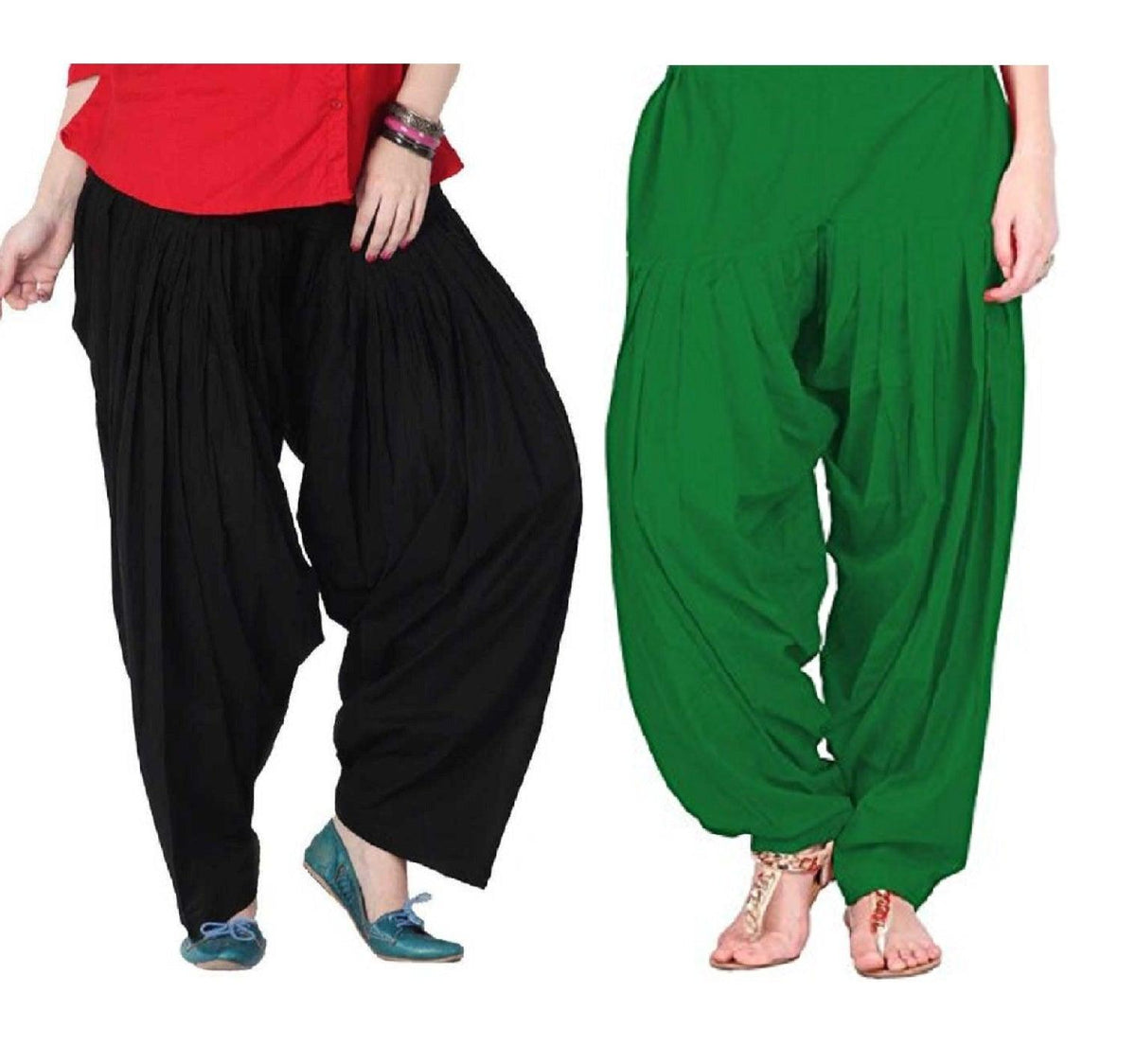 Pure Cotton Solid Women Black Green Salwar Pack of 2 Default Title