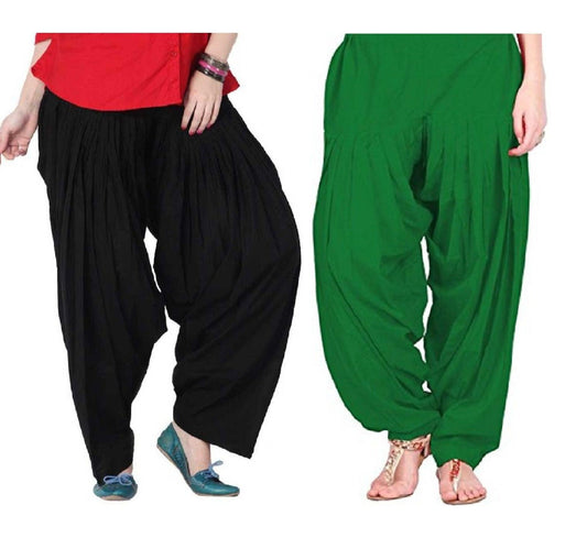Trendzmy Pure Cotton Solid Women Black Green Salwar Pack of 2 Default Title