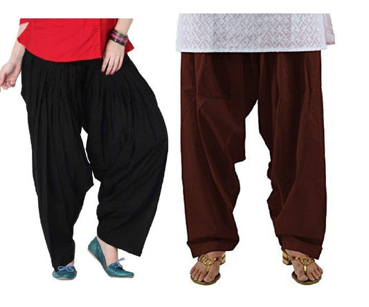 Trendzmy Pure Cotton Solid Women Black Coffee Salwar Pack of 2 Default Title