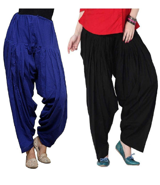 Trendzmy Pure Cotton Solid Women Blue Black Salwar Pack of 2 Default Title