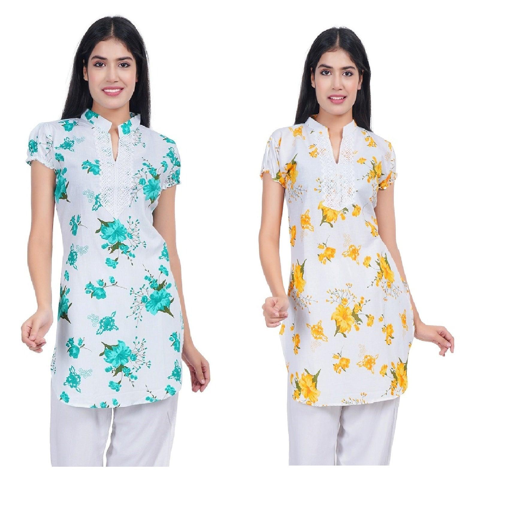 Women Green Yellow Printed Straight Kurta Pack Of 2 XXXL