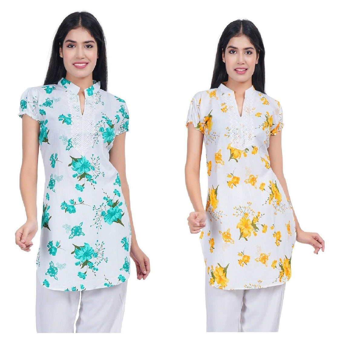 Women Green Yellow Printed Straight Kurta Pack Of 2 XXXL