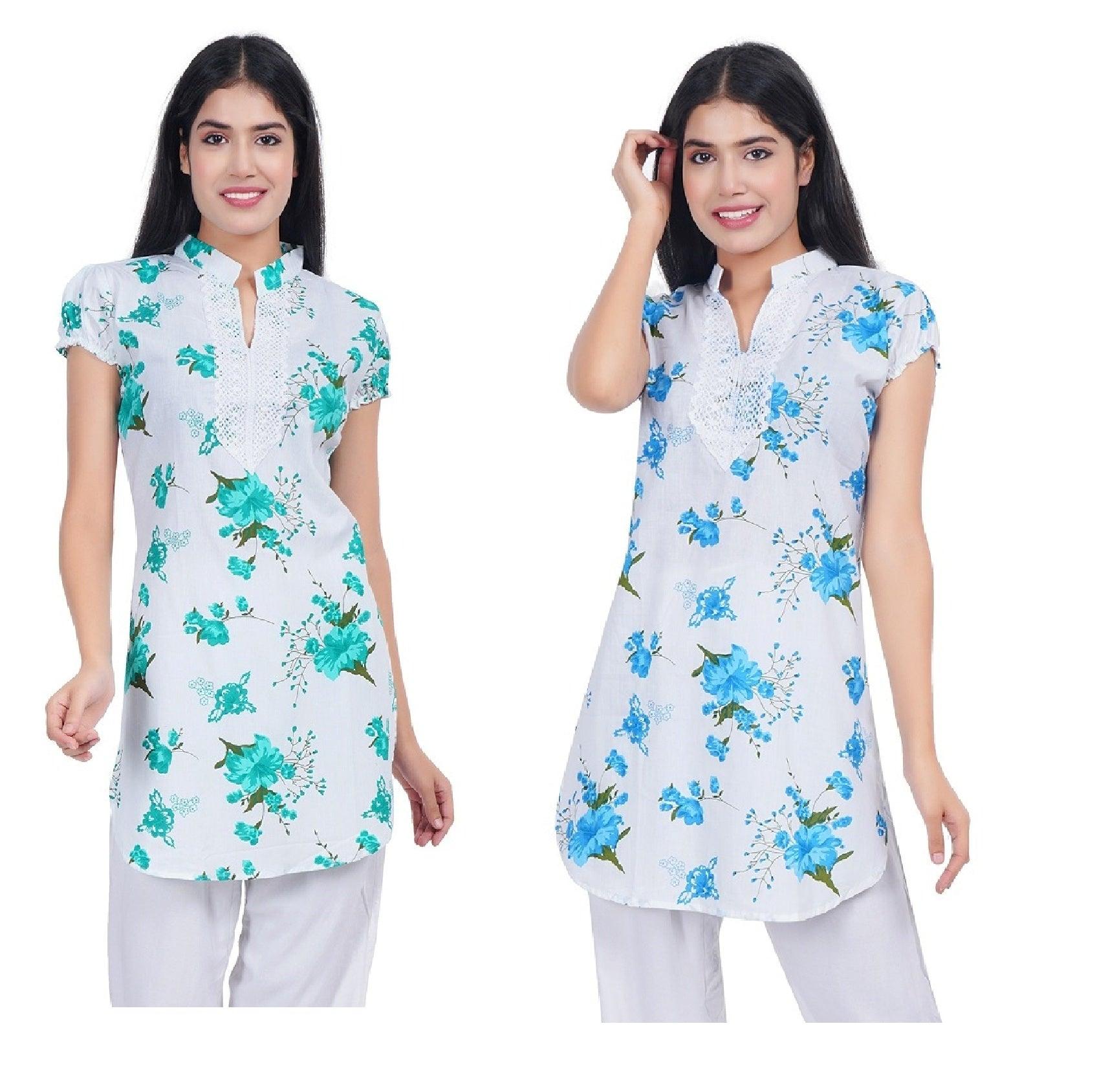 Women Green Blue Printed Straight Kurta Pack Of 2 XXXL