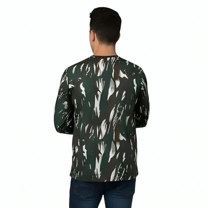 Men’s Army Camouflage Full Sleeve T-Shirt | Nylon Cotton Blend | Military Style Round Neck Casual Wear