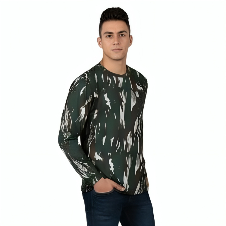 Men’s Army Camouflage Full Sleeve T-Shirt | Nylon Cotton Blend | Military Style Round Neck Casual Wear