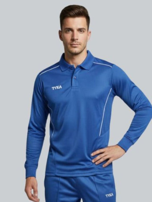 TYKA Prima Men Blue Sports Polo T-Shirt | Quick Dry Activewear with Contrast Piping -USA