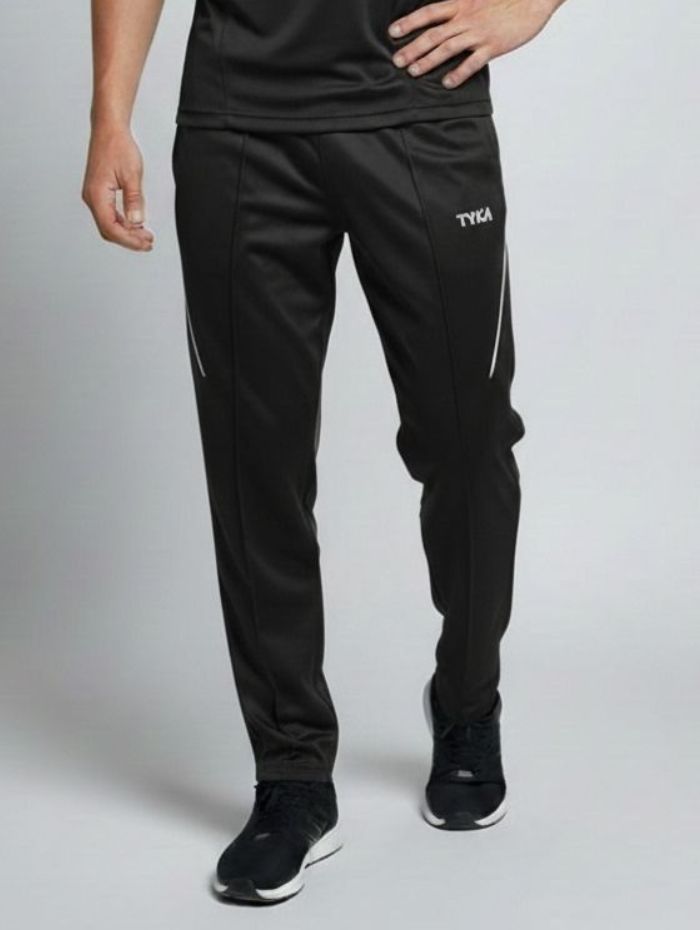 Tyka Men’s Black Sports Track Pants | Slim Fit Running |Cricket |Training Joggers | Quick Dry Activewear Black