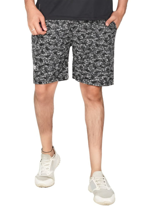 Printed Men Grey Basic Shorts