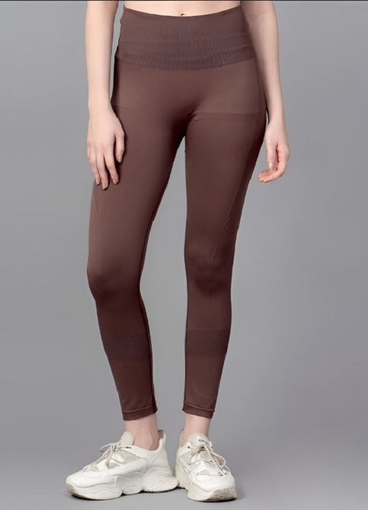 Shiv Naresh Brown Women's Seamless Gym Leggings