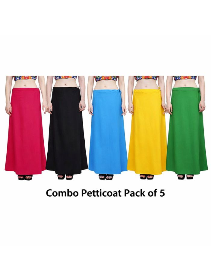 Clothing woman's Elegant Look Ethnic Wear Cotton Petticoat Multi (Pack of 5)