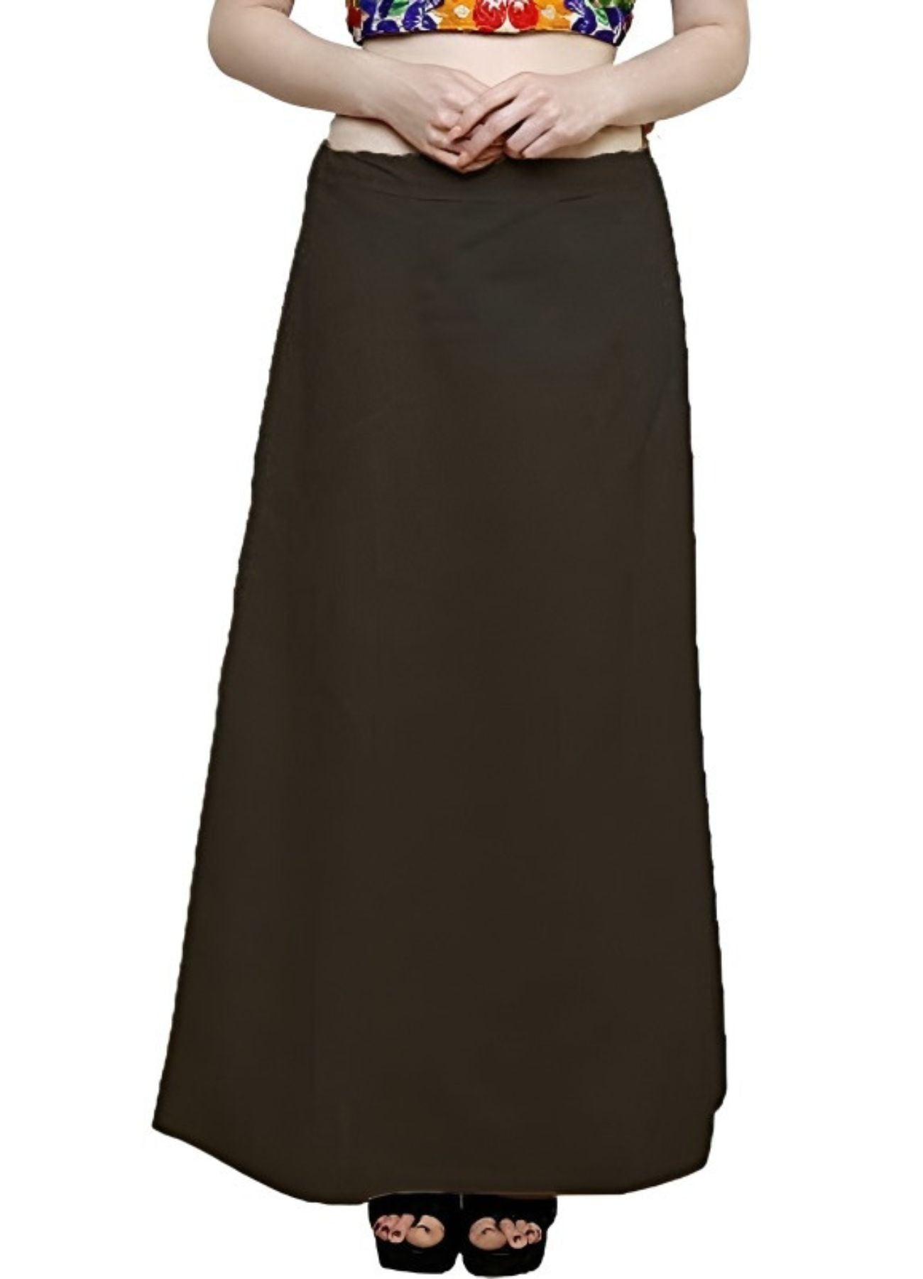 Clothing woman's Elegant Look Ethnic Wear Cotton Petticoat Dark Coffee Pack of 1