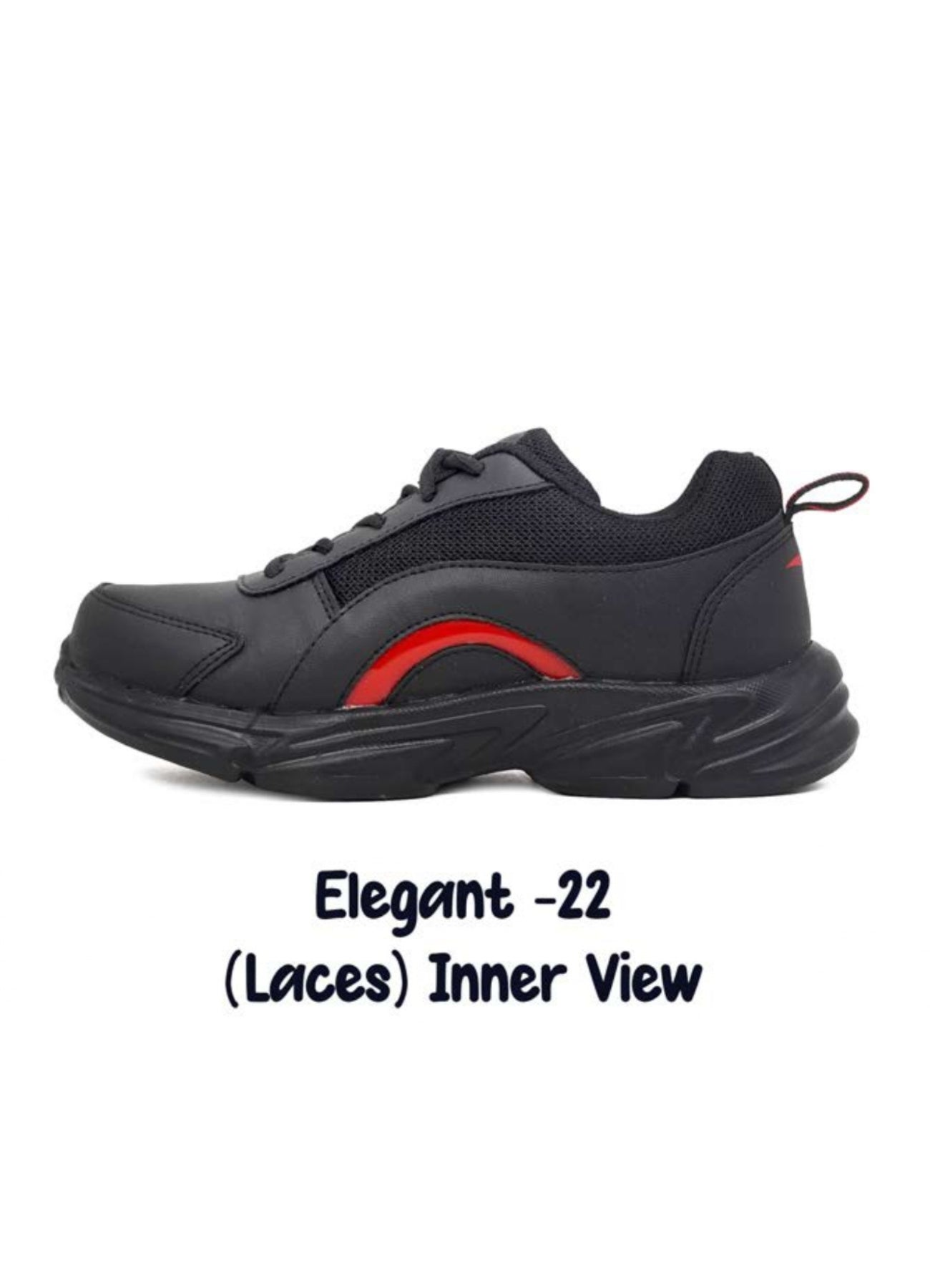 ASIAN Men's & Boys' Elegant 22 Black and Red Athletic Lace-Up Shoes.. GD Goenka School Shoes