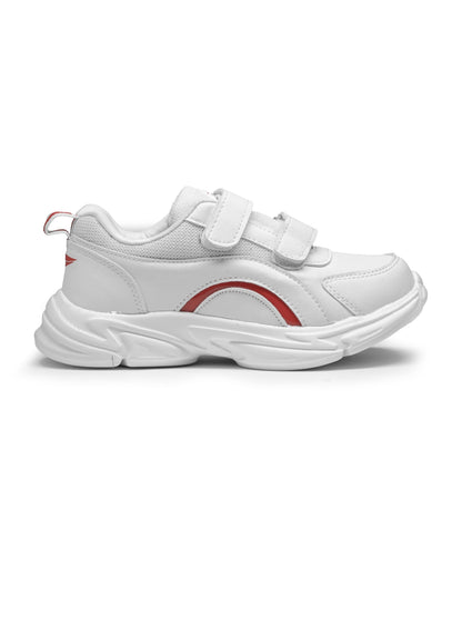 ASIAN Unisex White & Red Elegant-22 School Shoes with Dual Velcro Straps | Lightweight Comfortable Kids Sports School Shoes