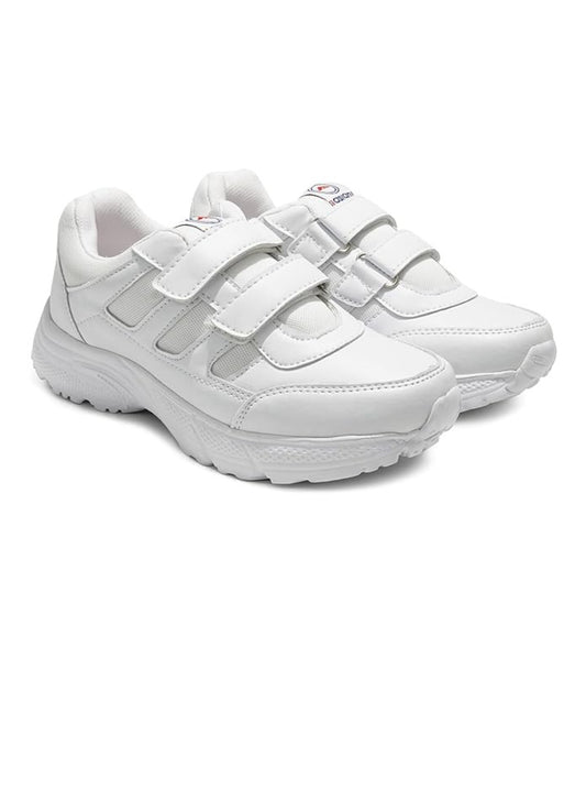 ASIAN Men's & Boys' Casual White Velcro Sneakers | Lightweight Running, Walking & School Shoes with Easy Dual Straps