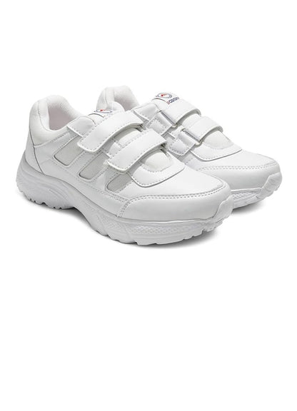 ASIAN Men's Monitor Velcro White Sneaker Shoes | Lightweight Sports Training & Gym Shoes with Synthetic Upper and Padded Insole