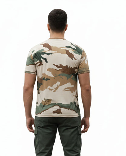 ITBP Original Camouflage Fabric T-Shirt , Durable & Breathable Army Wear Half Sleeves