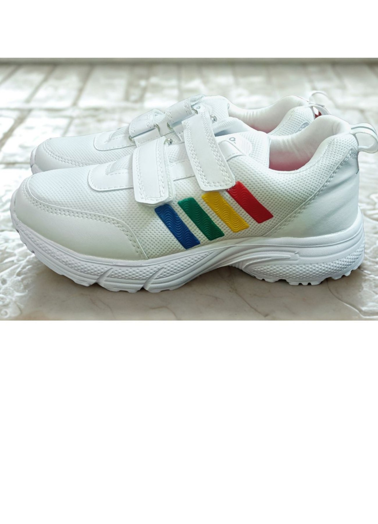 Asian Winner-4 Kids School Shoes | White Velcro Strap Lightweight Sports School Shoes for Boys & Girls | Comfortable Daily Wear Sneakers 8S White